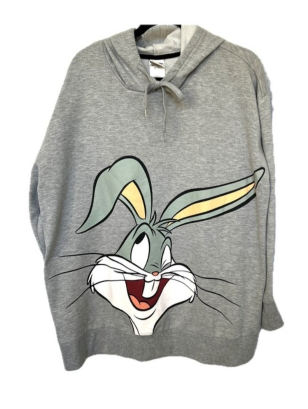 Loonie Tunes Bugs Bunny Graphic Hoodie Sweatshirt Gray Vintage Rabbit Cartoon 2X